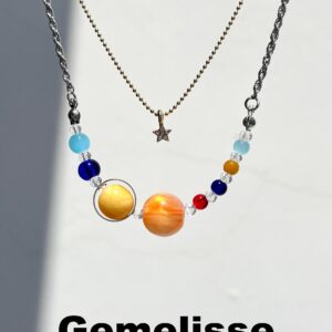 gemelisse star & planetary necklace set bohemian stackable jewelry with gemstone beads and celestial charm