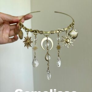 gemelisse bohemian sun moon shell necklace gold layered chain with crystal drops for women