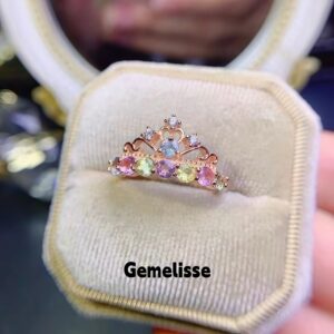 Home rose blossom sterling silver ring – dainty flower engagement ring, gemelisse us size 6.5