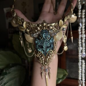 Home meticulously hand woven brass & labradorite collar – 60 day crafted one of one artifact