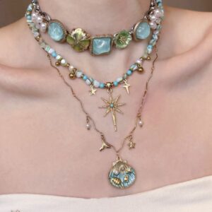 Home Ocean Dream Layered Necklace | Gold Star, Shell & Pearl Beaded Jewelry